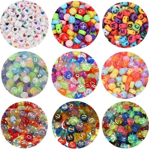 100pcs 200pcs 7mm Mix Color Letter Beads for Jewelry Making Acrylic Colorful Alphabet Round Beads Bracelet DIY Components Gift