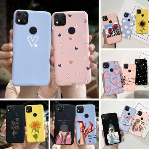 Fashion Beautiful Girls Pattern Phone Case For Xiaomi Redmi 9C NFC Cartoon Case Redmi 9C 9A 9 Candy Color Soft Silicone Cover