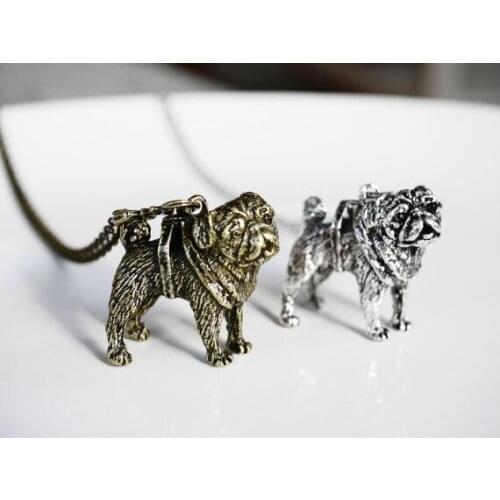 DANGGAO Handmade 3D Pug pendant Necklace women chain choker necklace charm jewelry cute Pet Lovers Gift Idea