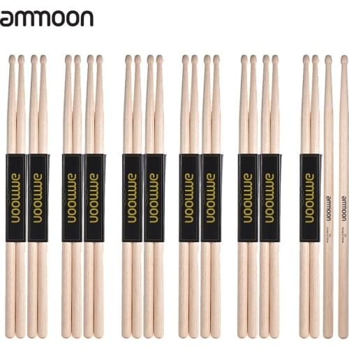 High quality ammoon 5A/ 7A Wooden Drumsticks Drum Sticks Maple Wood Drum Set Percussion Instrument Accessories