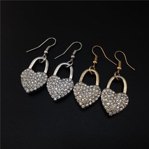 Women Special store Diamante lock Drop pendant hanging Earrings brincos female turkey earing (sell by set)