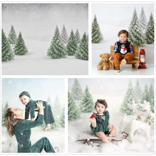 Christmas Photography Background Winter Xmas Forest Newborn Kids Baby Shower Cake Smash Birthday Decor Printed Photo Backdrops