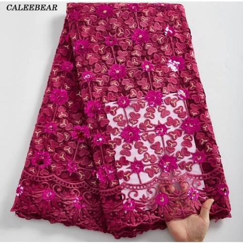 Rose Handmade French Lace Fabric With Sequins African Lace Fabric Embroidery Milk Silk Lace Tulle Material For Wedding Sew S2412