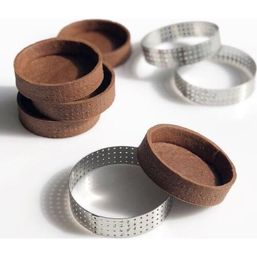 Hot Circular Stainless Steel Porous Tart Ring Bottom Tower Pie Cake Mould Baking ToolsHeat-Resistant Perforated Cake Mousse Ring