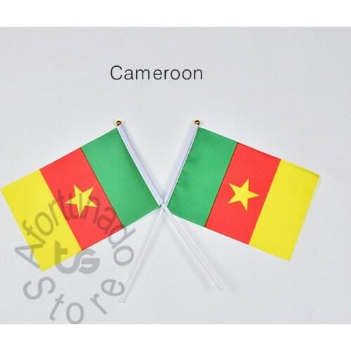 Cameroon flag Banner 14*21cm hand waving National flag Home Decoration flag banner