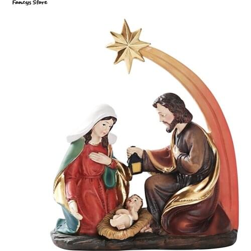 Catholic Gospel Relics Nativity Gift Decoration Resin Classic Retro School Ornaments Christmas Eve Home Fireplace Display Decor