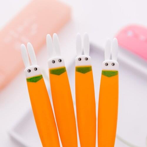 Creative cartoon soft glue flat head carrot neutral pen cute rabbit water pen student office stationery