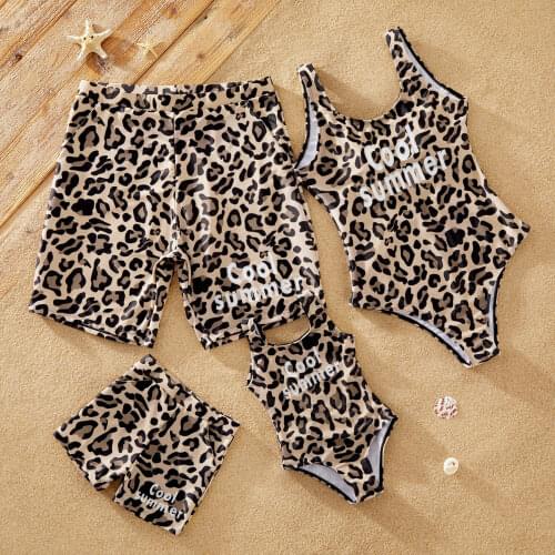 PatPat 2021 New Summer Cool Summer Leopard Print Family Matching Swimsuits Family Matching Swimwear