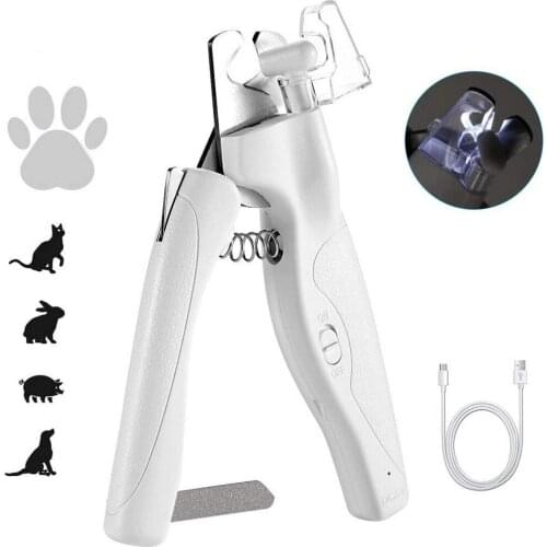 Pet Nail Trimmer LED Nail Grinder Dog Cat Toe Claw Clippers Scissor Hidden Nail File With USB Charging Cable Pet Supplie