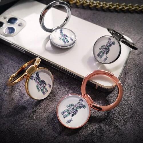 Rose Gold Violent Bear Metal Finger Buckle Mobile Phone Shell Ring Lazy Pull Ring Sticker Desktop Rotating for xiaomi huawei