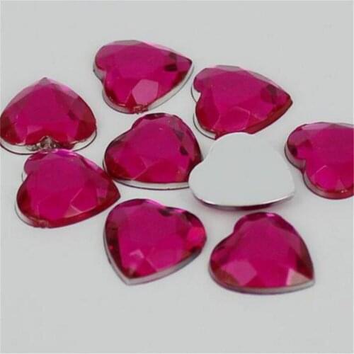 MHS.SUN heart flatback acrylic rhinestones 4mm-30mm hot pink loose rhinestones diy hand stones for clothing decoration
