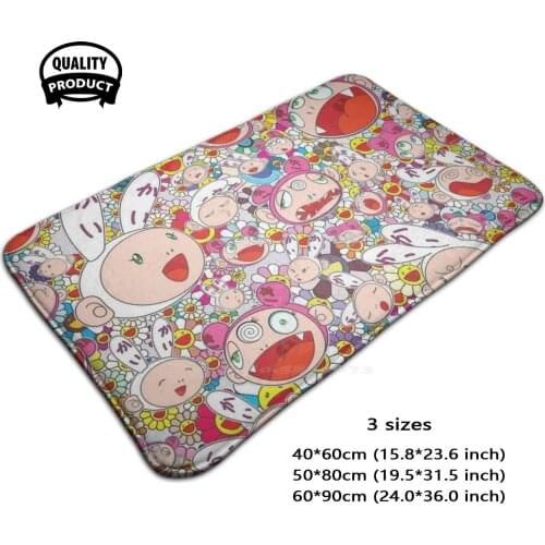Kawaii Japanese Art Psychadelic Flowers Soft House Family Anti-Slip Mat Rug Carpet Q Pride Pride Aids Doodle Colorful Minimal