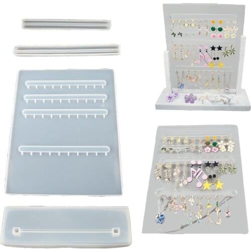 Multi-layer Ear Drop Storage Bracket Resin Mold Earrings Tray Epoxy Moulds Silicone Molds