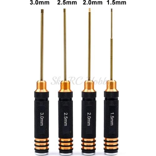 4PCS/Set RC Tools 4 pcs hex screw driver set titanium plating hardened 1.5 2.0 2.5 3.0mm screwdriver For RC helicopter Rc toys