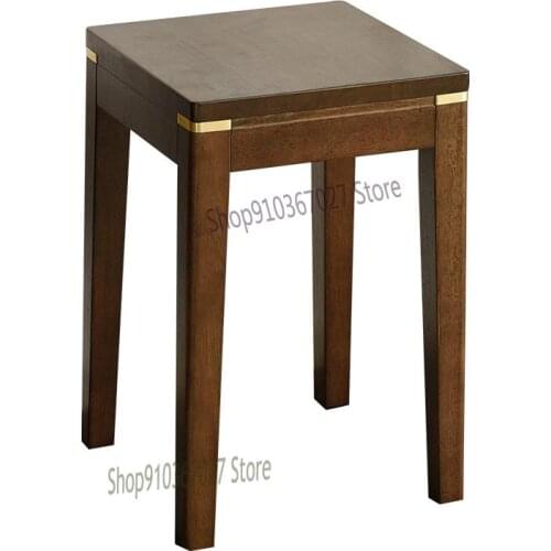 Solid Wood Small Stool Creative High Square Stool Multifunctional Living Room Dining Table Stool Wooden Stool Simple