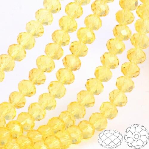 OlingArt 3/4/6/8/10mm Round Glass Beads Rondelle Austria faceted crystal Lemon yellow color Loose bead DIY Jewelry Making