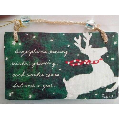 Tin Poster Flavia sugarplums Dancing, Reindeer Prancing Handcrafted Plaque Hanging Sign Art Mural 8x12 Inch