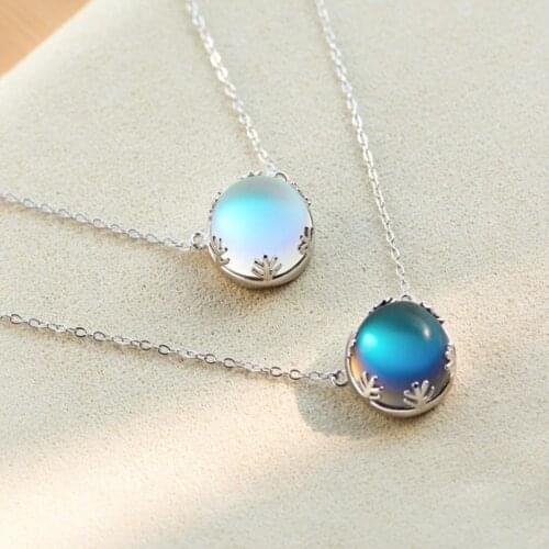 Luxury S925 Silver Necklaces Pendants For Women Fine Jewelry Ladies Moonstone Pendant Female Gift Necklace