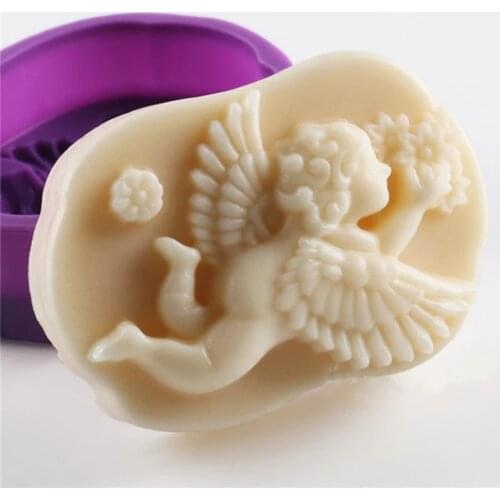 Cute Boy Angel Flower 3D Soap Silicone Mold Handmake Cupid Shape Soap Resin Craft Cutter Fondant Bakeware Decorating