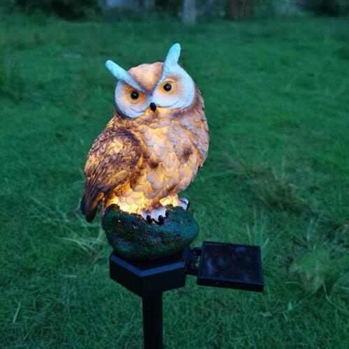 Solar Powered Garden LED Lights Owl Animal Pixie Lawn Ornament Waterproof Christmas Shape Outdoor Landscape Statue Night Lamp