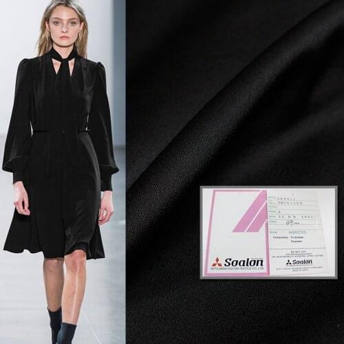 Pearlsilk Japanese Black Satin Acetic Drape Crease Resistant Fabrics Materials Women Dress Pants Sewing Cloth Freeshipping
