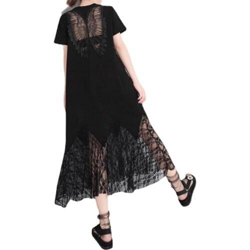 2021 Foreign Trade Skirt Womens Hot Style Hollow Angel Wings Lace Splicing Fish Tail Dress For Women