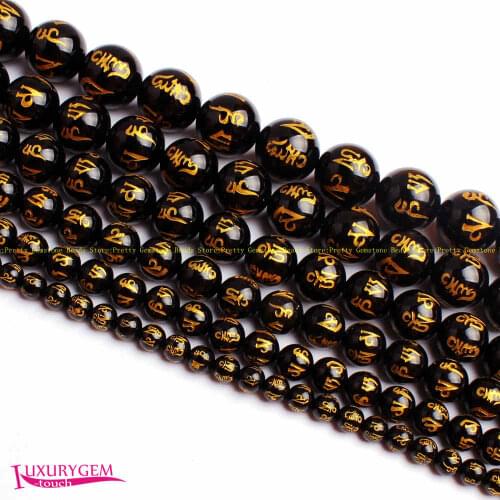 High Quality 6/8/10/12/14/16mm Natural Black Agates Stone Round Shape DIY Gems Loose Beads Strand 15" Jewelry Making wj373