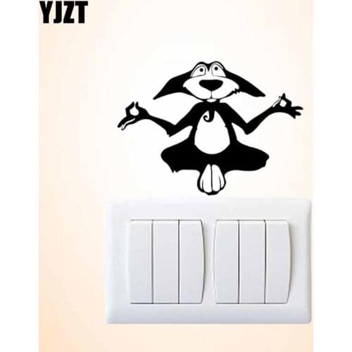 YJZT Interesting Yoga Dog Wall Decal Creative Animal Vinyl Switch Sticker Modern Art S19-0079