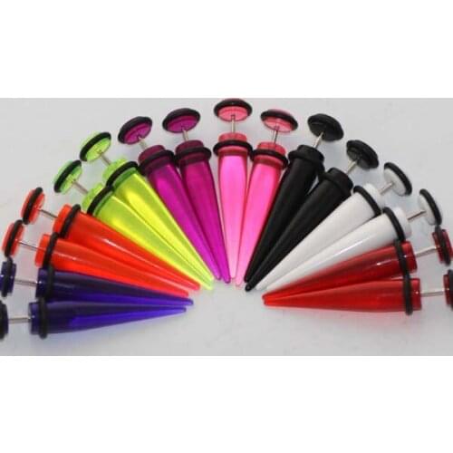 Body jewelry piercing mixed lots fake ear tapers 6mm clear translucence mix 8 colors total 160pcs free shipping high quality