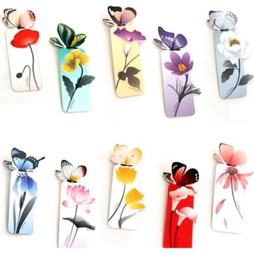4 Pcs Books Marks Flower Print Bookmark Stationery Mini Paper 3D Stereo Butterfly Bookmarks For Kids Student School Supplies