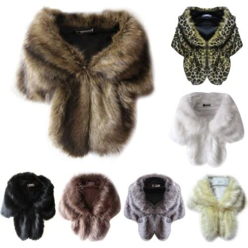 Womens Fur coat Cape Daily Wears Faux Fur Leopard Wedding Coats Winter jacket Female Shrug Shawl Outerwear Wholesale