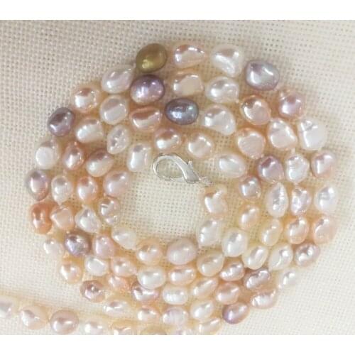 100'' 255cm Women Jewelry necklace 9x10mm pearl white pink purple baroque pearl handmade Real cultured freshwater pearl gift