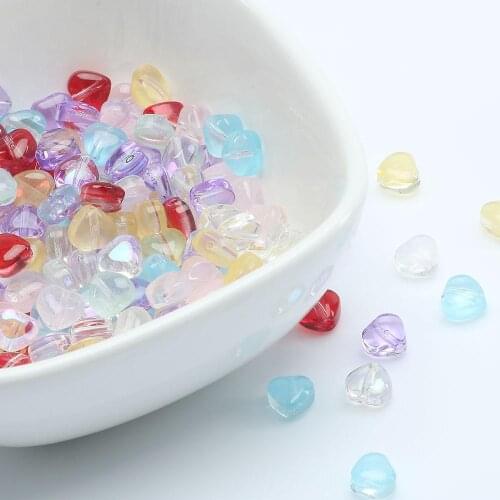 100pcs 6MM Heart Shape Czech Crystal Glass Bead Multicolor Glaze Loose Love Spacer Beads for Jewelry Making DIY Necklace Earring