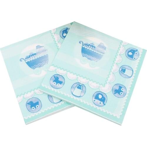 33*33cm 20pcs/lot Gender Reveal Party Baby Shower Vintage Cute Paper Decoupage Servilletas Boy Or Girl Plate Napkin Decor