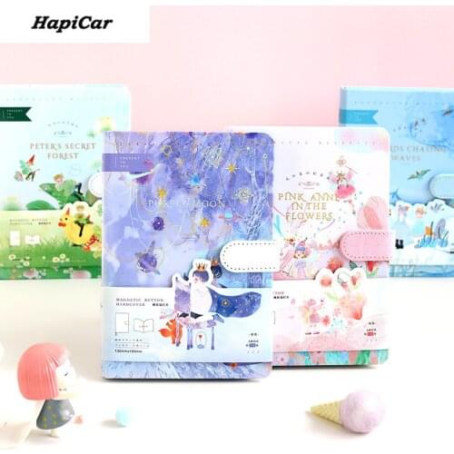 A5 Hard Cover Fairy Hand Account Notebook Diary Book Art Colorful 193x130mm Portable Cute Magnetic Buckle Handbook for Girls