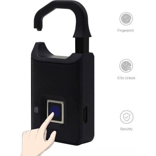 Aimitek Thumbprint Door Lock Biometric Smart Fingerprint Padlock USB Rechargeable Quick Unlock for Locker Cabinet Luggage Case