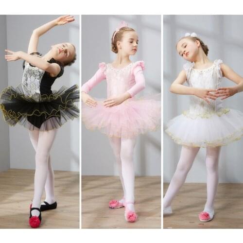 Ballet Dresses For Children In Pink or White or Black,Princess Girls Kids Gymnastics Dance Dress Training Wear Leotard Clothes