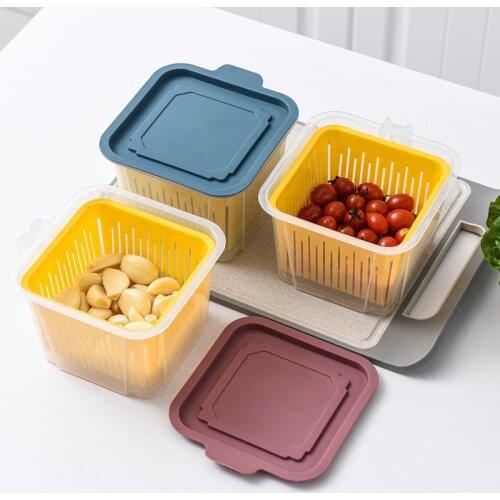 BalleenShiny Food-grade Drain Refrigerator Storage Box Kitchen Spice Storage Storage Tank Plastic Airtight Storage Container