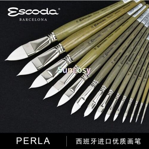 Escoda Perla Series 1510 Toray White Synthetic Brush - Filbert, Short Handle,for Artists Painting with Oils and Acrylics