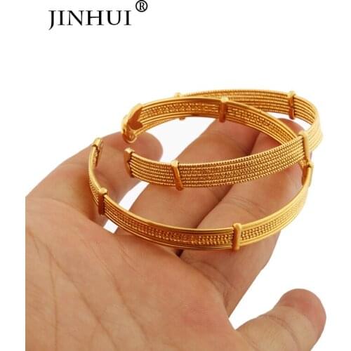 Jin Hui African Fashion gold color bangles jewelry women Party wedding girlfriend gifts Stretchable Adjustable size Bracelet