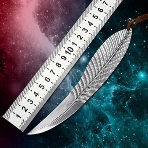 Damascus coreless steel feather leaf outdoor claw knife EDC knife hunting survival mini fixed straight knife self-defense knife