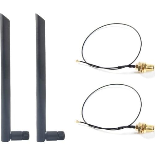 Dual Band 6dbi 2.4Ghz/5Ghz Wireless WiFi Antenna RP-SMA+MHF4/IPX Pigtail Cable For NGFF M.2 WiFi Card AX210 AX200 AC9260 AC8265