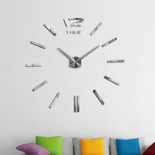 Hot sale wall clock watch 3d diy clocks acrylic mirror stickers Living Room Quartz Needle Europe horloge free shipping