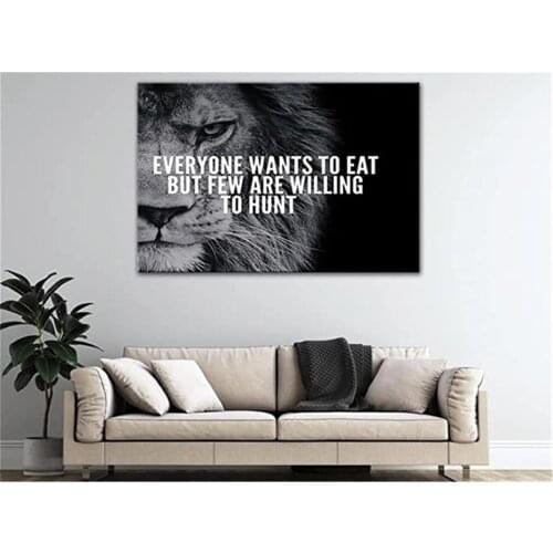 Everyone Want to Eat But Few are Willing to Hunt Motivational Quote Poster Prints Canvas Wall Art Living Room Home Decoration