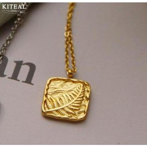 KITEAL best friends Gold Filled necklaces & pendants for women Square fern leaf tattoo choker Luxury Jewelry