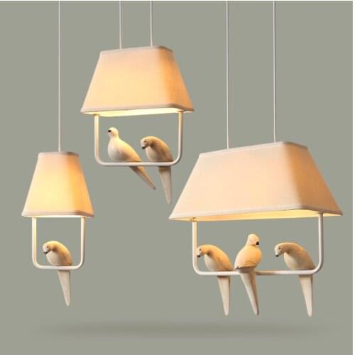 Creative Cloth art bird LED pendant lights for children room restaurant kitchen decoration hanging lamp hotle lamp 110v 220v