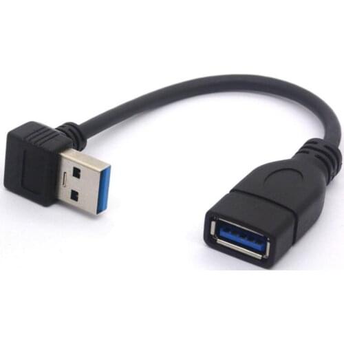LBSC Short USB 3.0 Extension Cable, 90 Degree Left Angled USB Type A Male to Female Lead 5Gbps Speed Extender Cord - 15cm (Down)