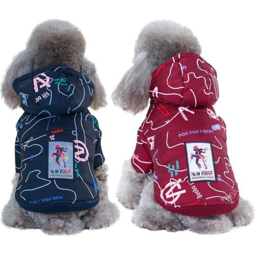 Fashion Pet Dog Clothes Winter Warm Pet Jacket Letter Printed Dog Coat For Small Large Dogs Doggy Wind Resist Paded Warm Coats