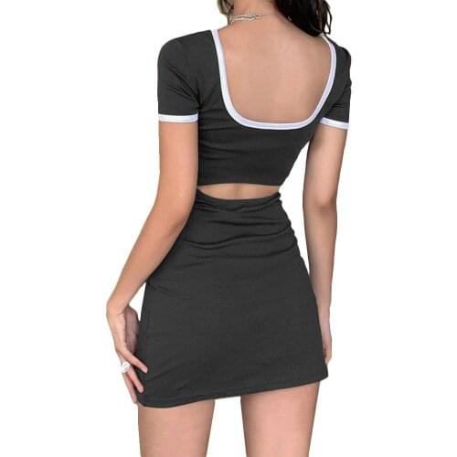 Fashion cotton U-neck mini dresses womens summer Slim Soft home wear street casual bodycon dresses Basic sport style