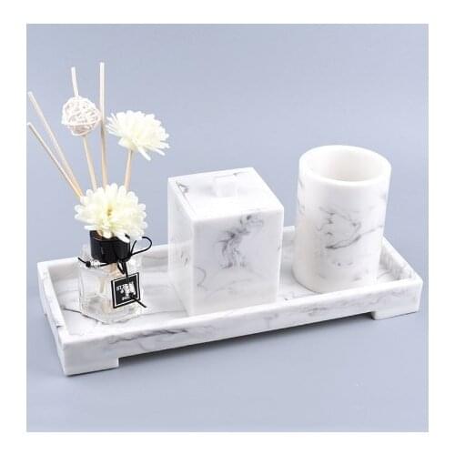 Marbled Resin Storage Tray Jewelry Display Plate Cosmetic Sundries Organizer Hotel Restaurant Serving Tray for Bathroom Decor